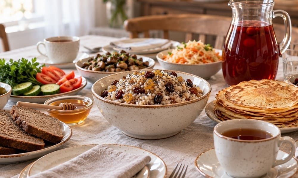 Традиционное меню на поминки с кутьей, блинами и чаем